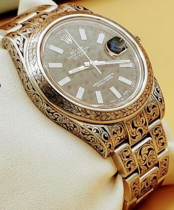 Hand Engraved Rolex watch